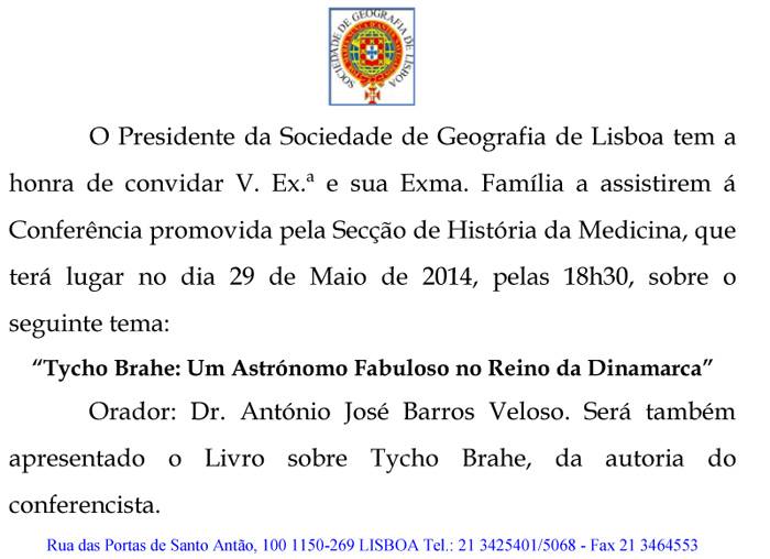 No próximo dia 29 de Maio, às 18h30, assistam à conferência sobre: "Tycho Brahe ...
