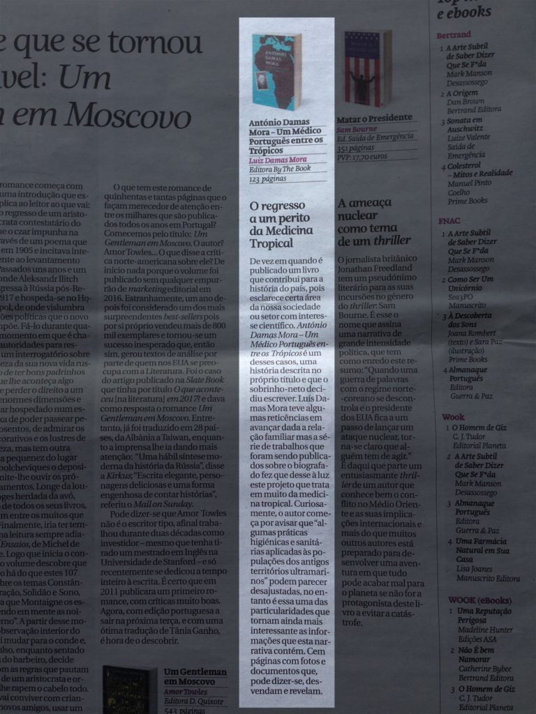 O livro "António Damas Mora" é uma das sugestões de leitura no Diário de Notícia...